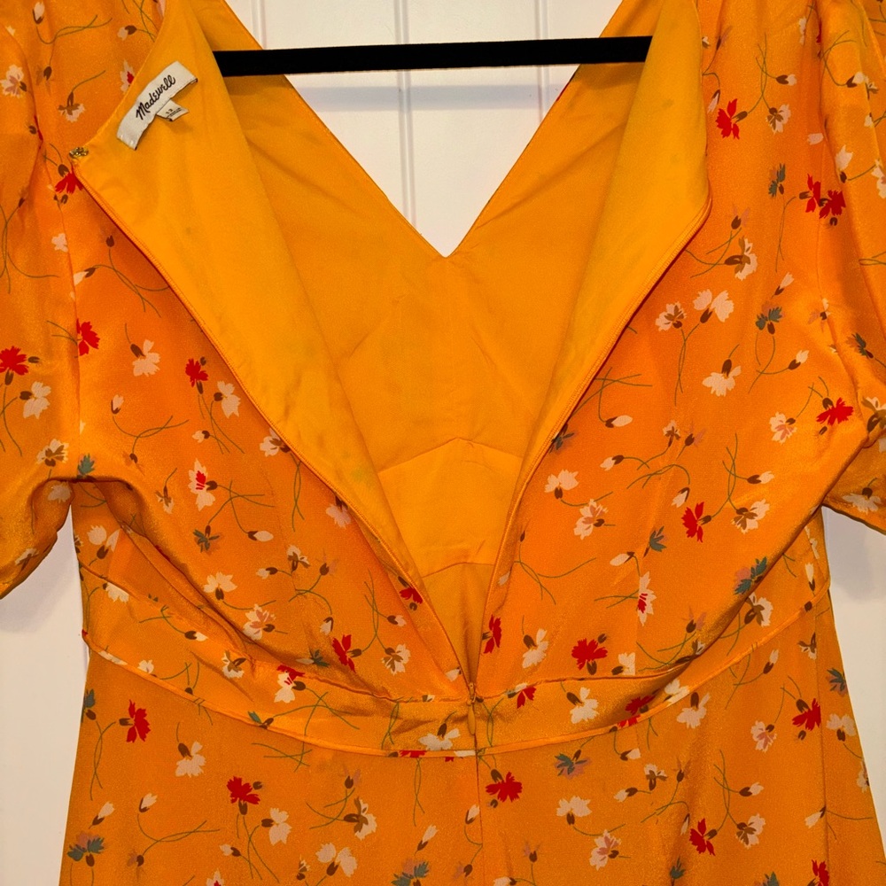 Madewell Silk Belladonna Painted Dress in Carnations Size 12 - Picture 9 of 13